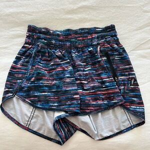 lululemon athletica Women's Striped Athletic Shorts - Blue and Pink